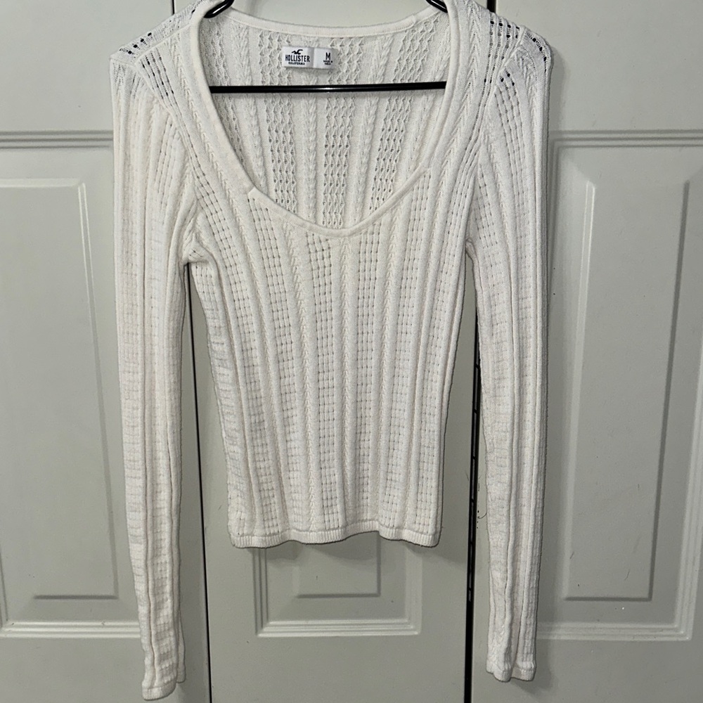 Hollister White Knit Long Sleeve Top (4)